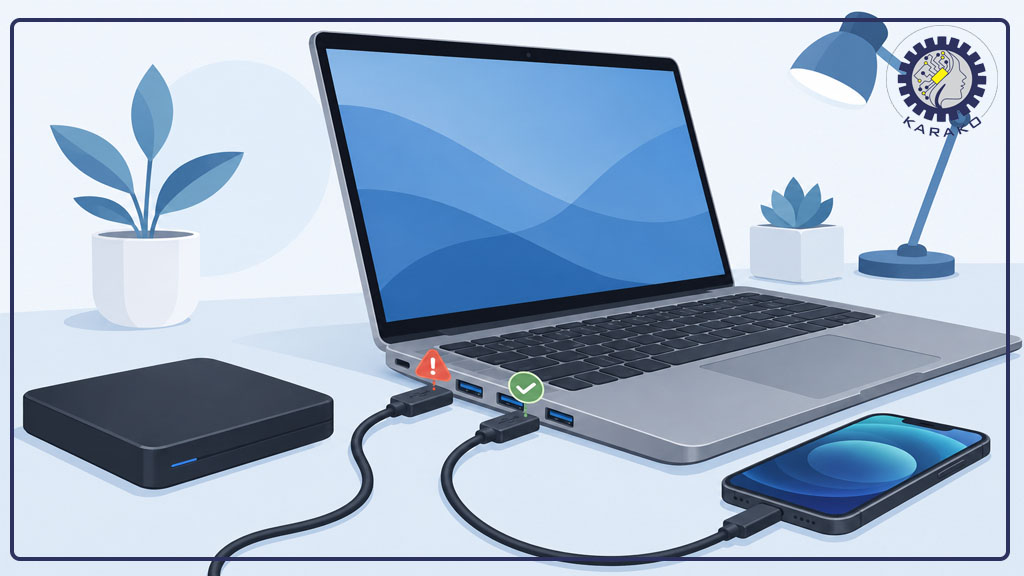 حل مشکل پورت USB لپ تاپ هنگام شناسایی نشدن هارد اکسترنال یا گوشی